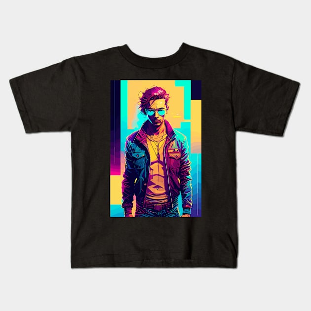 punk never dies, neon art v9 Kids T-Shirt by H2Ovib3s